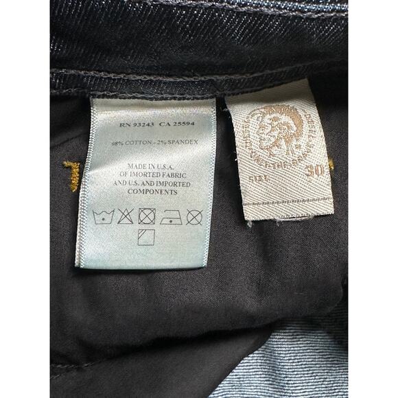 Diesel Jeans Men 30x34 Buster Regular Slim Tapered Button Fly Dark Wash Designer - Picture 9 of 13